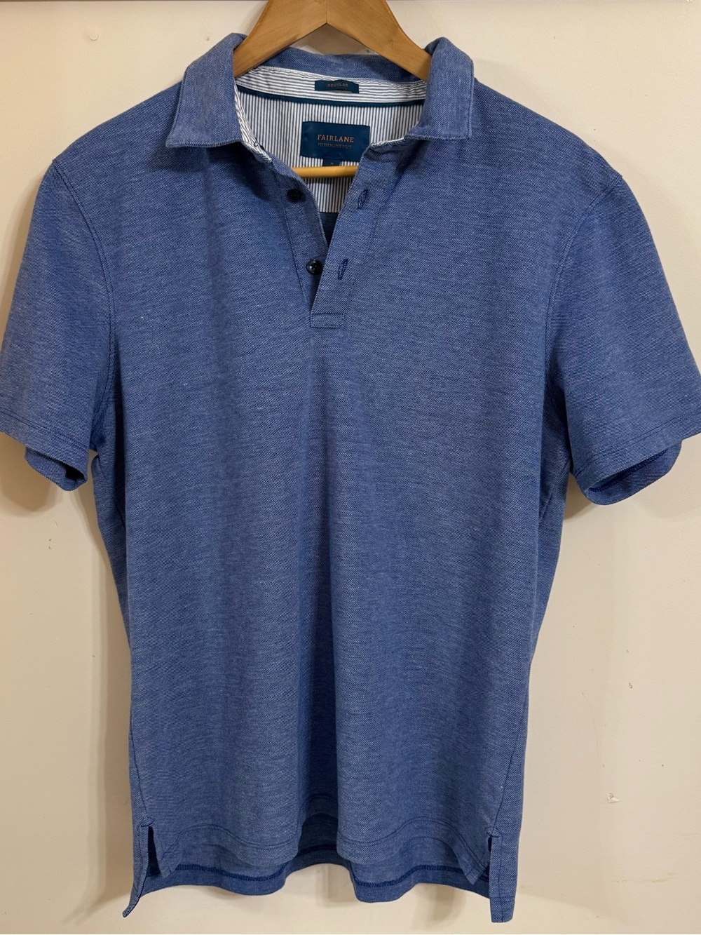 Fairlane Heathered Blue Polo — Short-Sleeve Casual Knit